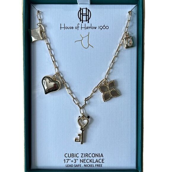 House of Harlow Gold Charm Necklace NIB - Picture 2 of 3